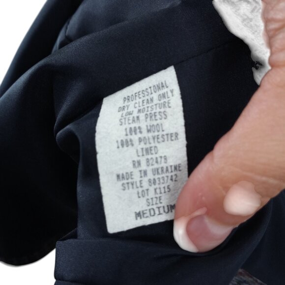 Vintage Plaid 100% Wool Houndstooth Blazer Size M Maurices 90s Y2K Gray Lined - Picture 12 of 12